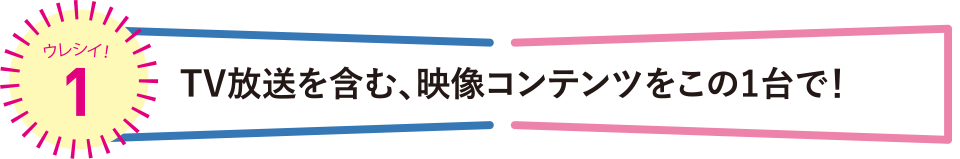 ウレシイ！1 TV放送を含む、映像コンテンツをこの1台で！