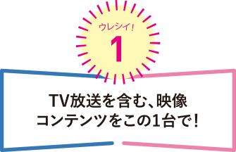 ウレシイ！1 TV放送を含む、映像コンテンツをこの1台で！