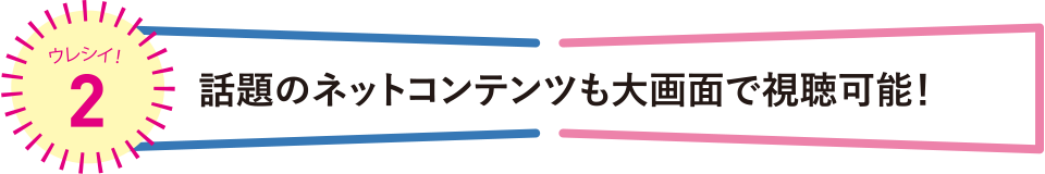 ウレシイ！2 話題のネットコンテンツも大画面で視聴可能！