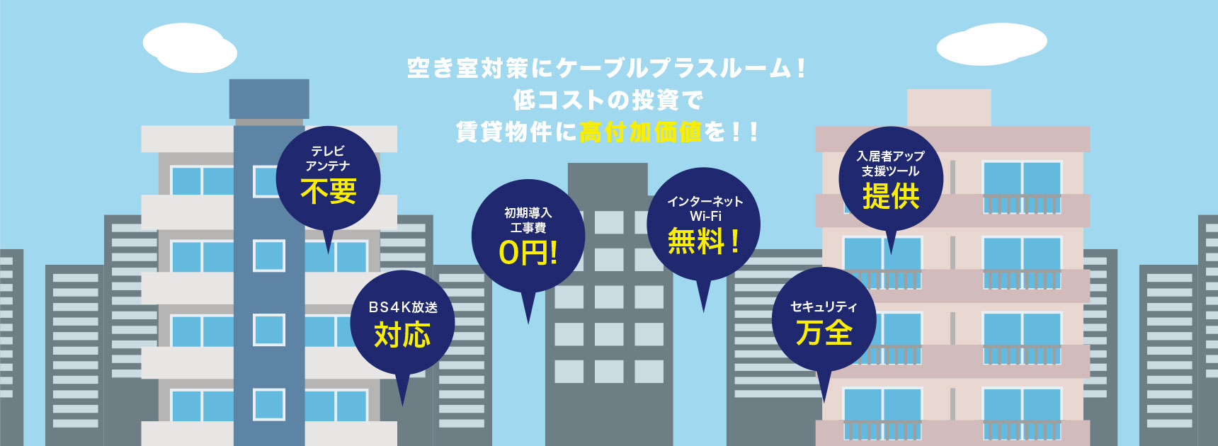 空き室対策にケーブルプラスルーム！低コストの投資で賃貸物件に高付加価値を！！