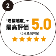 「通信速度」で最高評価を獲得(5段階評価)